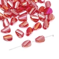 Perle a goccia in vetro cristallo aurora rossa sfaccettate per gioielli fai-da-te - 6x9mm Foro 1mm 10pz/Confezione / Rosso