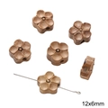 Καφέ ξύλινη χάντρα σε σχήμα λουλουδιού 12x6mm με φυσικά νερά για κοσμήματα DIY - 12x6mm / Μικρό Άνθος Δαμασκηνιάς από Ξύλο Τζιτζιφιάς