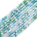 Facettierte quadratische Glasperlen in irisierendem Blau und Grün für DIY-Schmuck - Waldsee / 2mm (45cm/Strang ca. 180 Stck.)