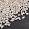 Polished cream white oval faux pearl beads with hole for DIY jewelry making - Oval Style (01) / 100 Pieces/Pack (6x10mm) / Beige