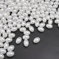 Polished white oval imitation pearl beads with holes for DIY jewelry making - Oval Style (04)