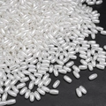 Loose white oval ABS imitation pearl beads with holes for DIY jewelry making and crafts - Rice Style (06) / 100 Pieces/Pack (3x6mm) / White