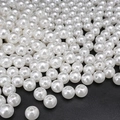 Loose white ABS imitation pearls with glossy finish and center hole for DIY jewelry making - Round Bead Style (22)