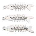 DIY silver fish bone pendant charm in polished metal for handmade jewelry making - 1pc/pack / White Gold