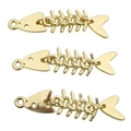 Three pieces of flexible golden fishbone charms for DIY necklace and jewelry making - 1pc/pack / Gold