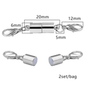 Silver alloy magnetic jewelry clasp set with lobster claws and dimensions for DIY crafting - Large Round Style / White Gold