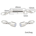 Silver magnetic cylinder clasps with lobster hooks for DIY jewelry making 2 sets - Large Round Style / Silver