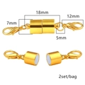 Golden magnetic jewelry clasp with lobster claw connectors for DIY necklaces and bracelets - Medium Round Style / Gold