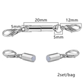 Magnetverschluss aus Silber für Schmuck mit Karabiner für DIY-Halsketten, 2er-Set Packung - Dünner Zylindrischer Stil / Weißgold