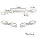 Magnetverschluss-Set aus Silberlegierung mit Karabinerverschluss für DIY-Schmuck - Dünner Zylindrischer Stil / Silber