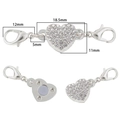 Silberner Magnetverschluss in Herzform mit Strasssteinen und Karabiner für DIY-Schmuck - Strass Herz Stil / Silber