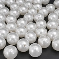 Polished white ABS faux pearl round beads with pre-drilled holes for DIY jewelry making - Round Bead Style (34)