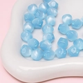 Perles en résine œil de chat bleu clair facettées pour bracelets artisanaux - 10mm (Ouverture env. 1.5mm) 10 Pièces/Paquet / Bleu
