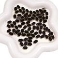 Octagonal black faceted glass bead with gold rim for DIY jewelry making - Black