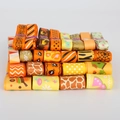 Lot de rubans gros-grain imprimés assortis pour bricolage et emballage de cadeaux - Largeurs Mixtes / Série de Couleurs Orange Jaune