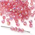 Perles en cristal rose facetté avec revêtement AB pour la création de bijoux DIY - Rouge