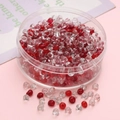 DIY jewelry kit with 4mm red and clear glass beads in a circular storage box - Red Silver Series