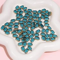 Blue faceted octagonal glass beads with gold trim edges for jewelry making DIY - Lake Blue