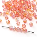 Perles en verre aurore rose pêche avec revêtement AB pour bijoux DIY et bracelets - Rouge Orangé
