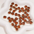 Brown amber translucent glass beads with gold trim for DIY bracelet making - Ellipse / 10x12mm (5 Pieces/Pack) / Amber