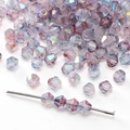 Perles en verre lavande irisé avec revêtement AB pour la création de bijoux DIY - Violet