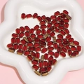 Faceted red rectangle glass beads with gold trim for DIY jewelry making - Red