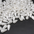 Polished pear-shaped ABS faux pearl beads with pre-drilled holes for DIY jewelry - Teardrop Style (42)