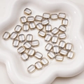 10x12mm transparent rectangular glass beads with golden rim for DIY jewelry making - Ellipse / 10x12mm (5 Pieces/Pack) / Clear
