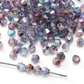Perles bicones en verre aurore lavande avec revêtement AB pour bijoux DIY - Violet Chrysanthème