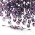 Perles bicones en verre violet facetté avec revêtement arc-en-ciel pour bijoux DIY - Violet foncé