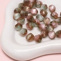 Perles octogonales à facettes en résine avec effet œil de chat pour bijoux DIY - 10mm (Ouverture env. 1.5mm) 10 Pièces/Paquet / Cyan Rose Café