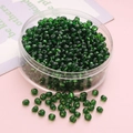 Deep green 4mm glass round beads for DIY jewelry making in a plastic container - Verdant