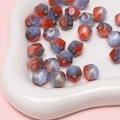 Perles irrégulières en résine œil de chat avec dégradé marbré rouge bleu et éclat nacré - 10mm (Ouverture env. 1.5mm) 10 Pièces/Paquet / Bleu-Gris-Rouge