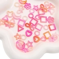 Pearlescent ABS star and bow beads in pink and orange gradient for DIY jewelry making - 20g/Pack (Approx. 190 Pieces) / Gradient Rose Red