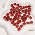 Rectangle transparent red glass beads with gold metallic edges in a star tray - Ellipse / 10x12mm (5 Pieces/Pack) / Red