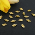 Golden flower DIY charm connector with double hanging loops for antique jewelry making - Small Marquees Gold / 8mm Wide x 16mm Long