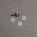 Silver barbell stud earring with three transparent silicone healing piercing discs - Small Size (FRB085) / Professional Pack