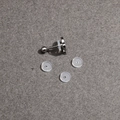 Silver cartilage stud with zircon inlay and three clear silicone anti-hyperplasia pads - Mini Size (FRB085)