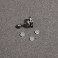 Silver butterfly stud earring with sparkling stones and clear silicone backings - Micro Size (FRB085)