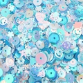 Mixed shape blue iridescent sequins for DIY jewelry including stars and hearts - Blue Mixed (Large)