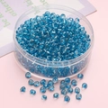 DIY jewelry 4mm transparent blue glass seed beads in a round clear storage case - Indigo