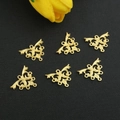 Set of 6 vintage gold hollow floral alloy charms for DIY hairpins and jewelry making - Large Triangle Gold