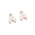 Golden alloy letter A pendant with white enamel drip for DIY jewelry making - Letter A / 2 Pieces/Pack / White