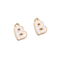 Golden alloy letter B pendant charm with white enamel for DIY bracelet making - Letter B / 2 Pieces/Pack / White