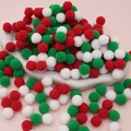 DIY Christmas pom-poms in red green and white colors made of soft polyester fiber - 100pcs Pack / 1.5cm / Christmas Style