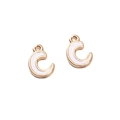 White enamel letter C charm bead with golden alloy trim for DIY jewelry making - Letter C / 2 Pieces/Pack / White