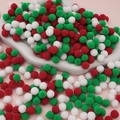 DIY Christmas plush pom poms in red green and white for festive holiday crafting - Pack of 200 / 10mm (3/8 inch) / Christmas Style