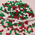 Red white and green Christmas pompoms for DIY crafts and holiday decorations - Pack of 200 / 0.8cm / Christmas Style