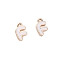 Zwei weiße Emaille-Buchstabe F Anhänger mit Goldlegierung für DIY-Schmuck - Buchstabe F / 2 Stück/Packung / Weiß