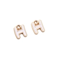 Goldfarbene Legierung H-Buchstaben Anhänger mit weißem Emaille für DIY Schmuck - Buchstabe H / 2 Stück/Packung / Weiß